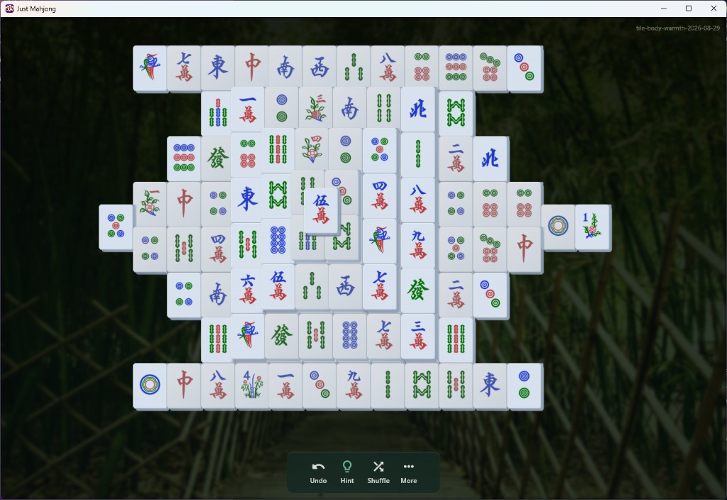 Just Mahjong — Relaxed-size board with large readable tiles